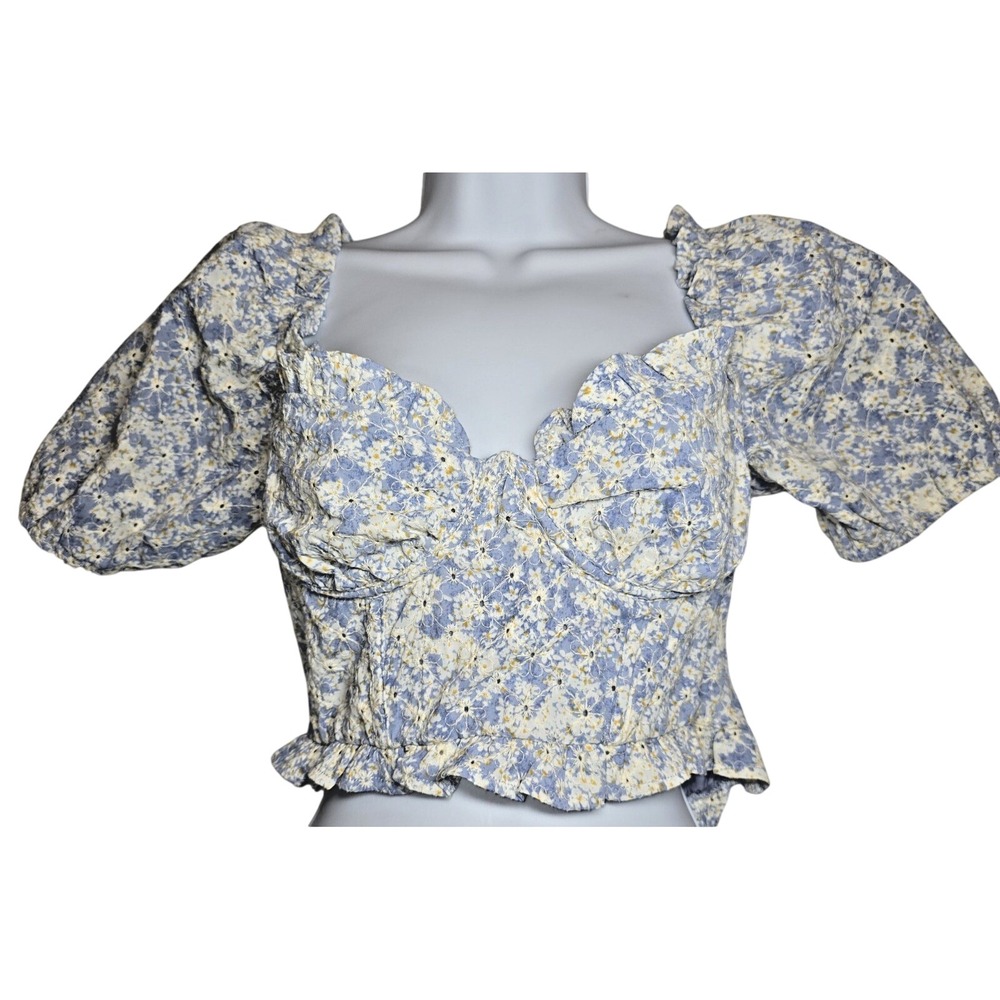 Milkmaid Floral Crop Top Womens Small Sweetheart Festival Cottage Artsy Feminine